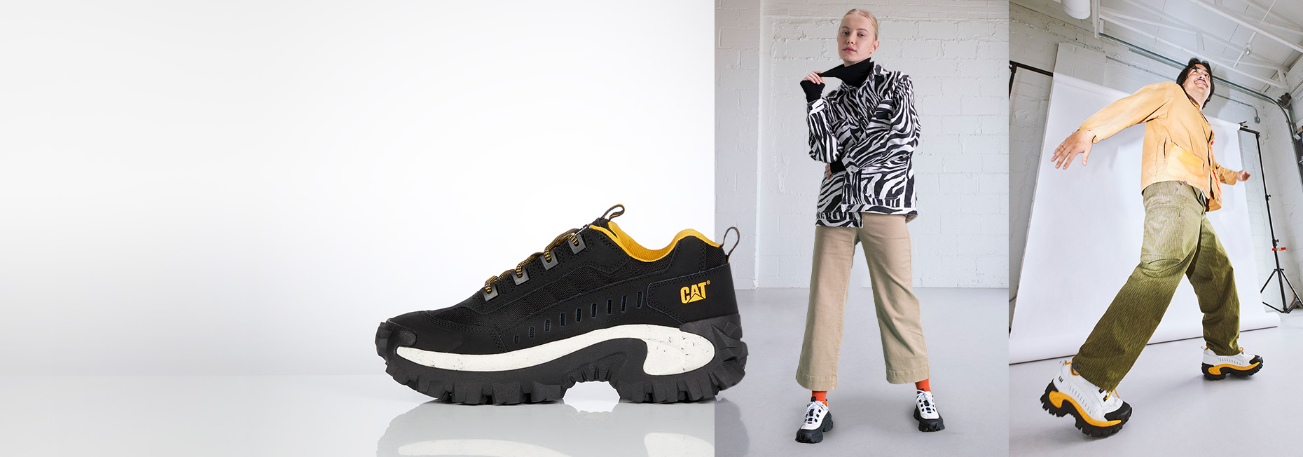 People posing in CAT Intruder shoes.