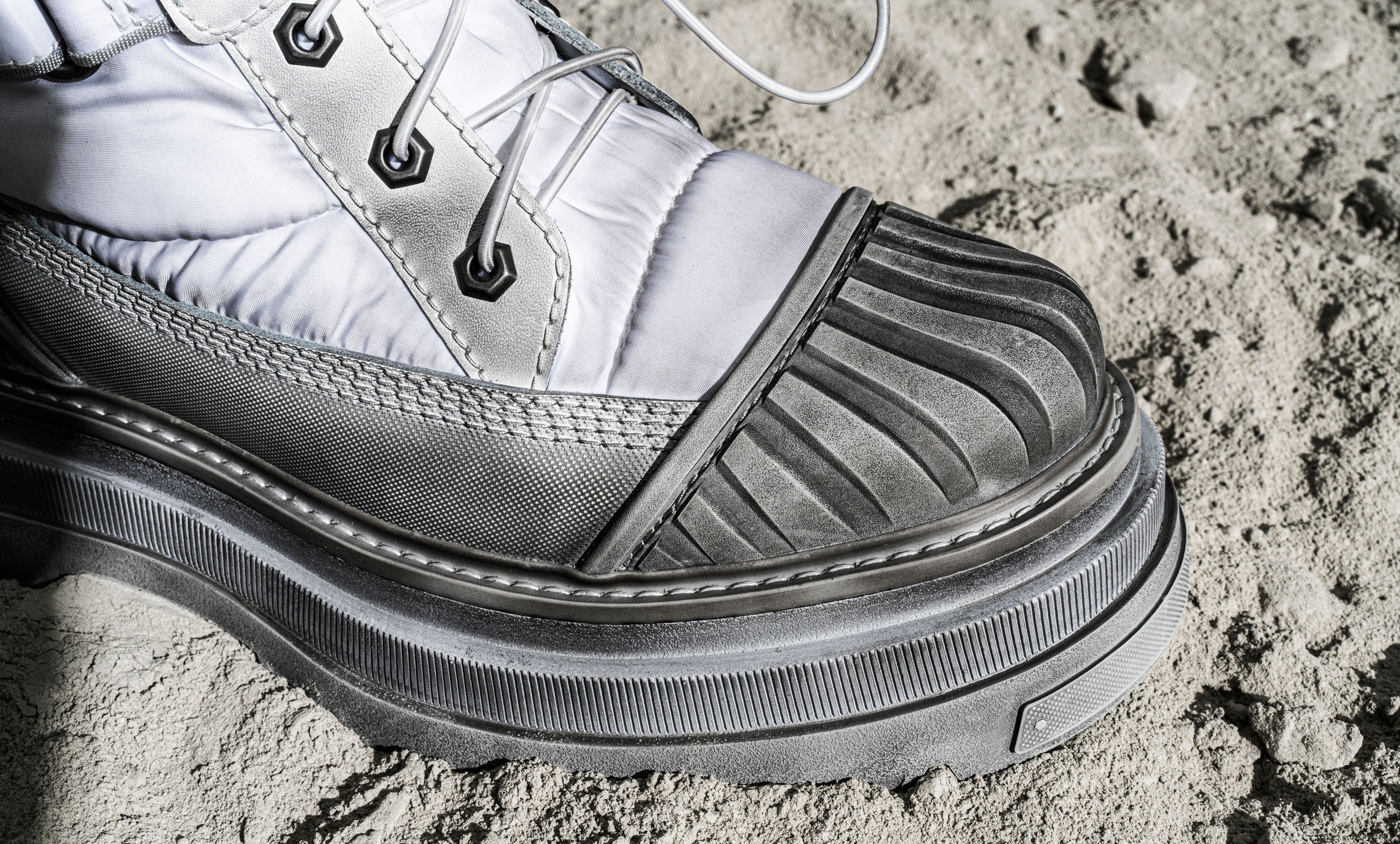 Close-up of the sole of an Apollo 11 boot.