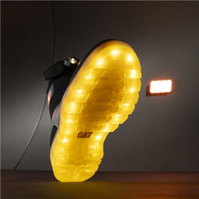 Boot shown from underneath with sole lit up.