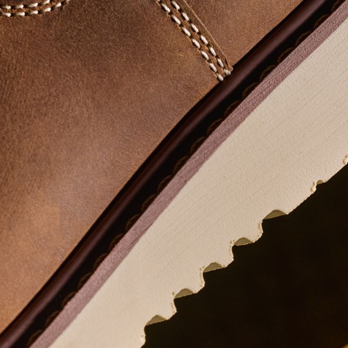 Close-up of shoe heel and sole.