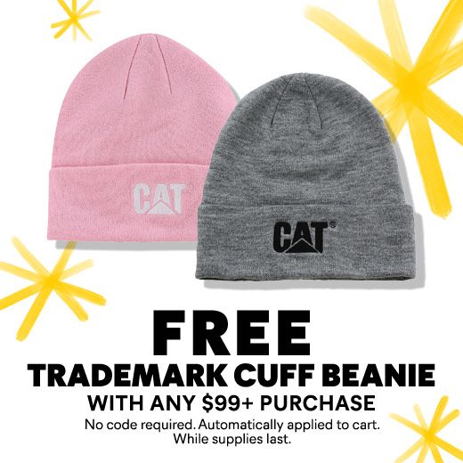 Black beanie with CAT logo on front..