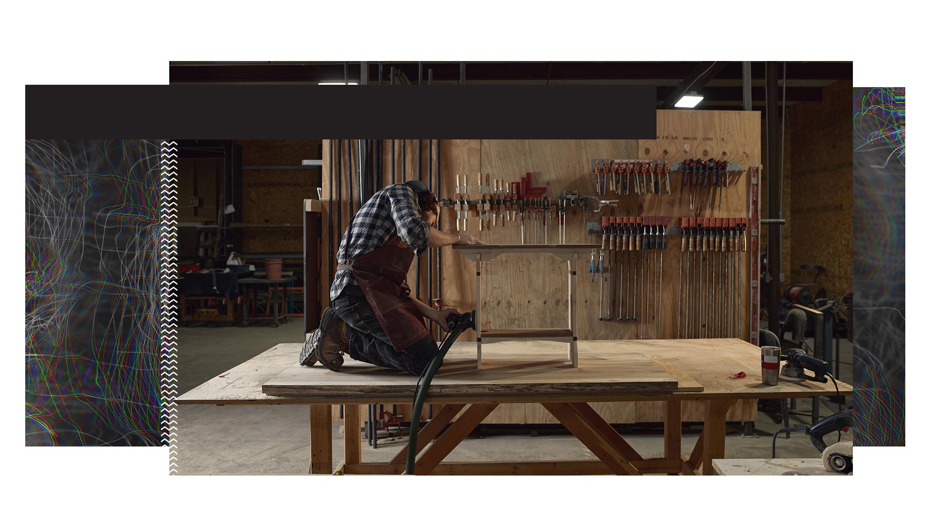 Woodworking on a table.