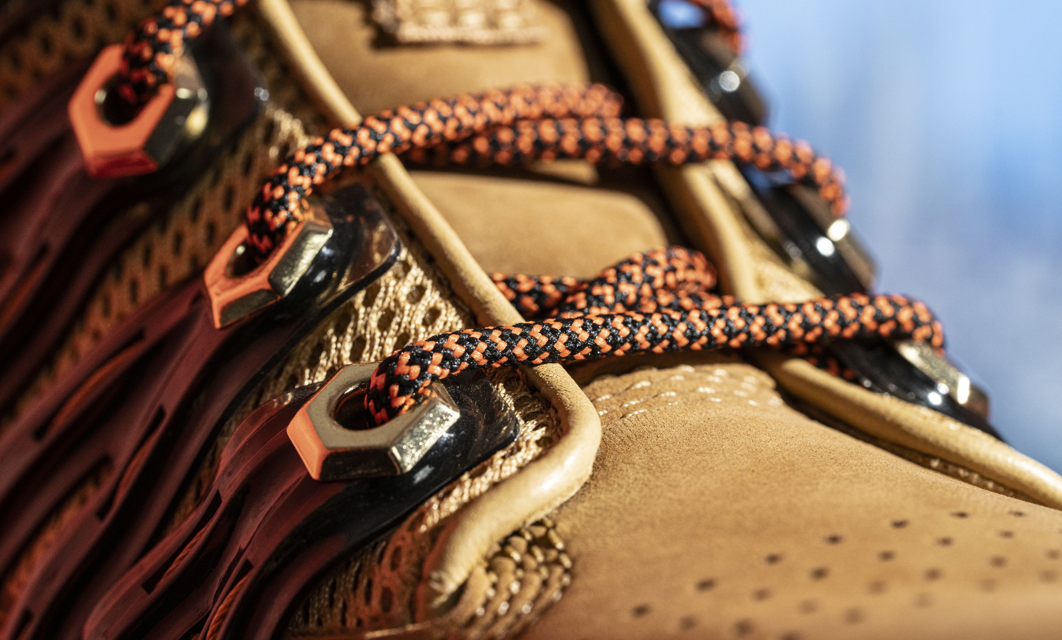 Close-up of the laces on a Golden Gate Bridge boot.
