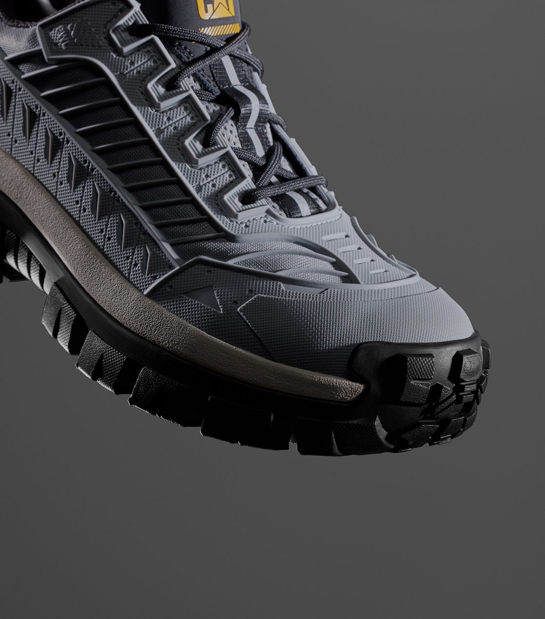 Grey boot from above.