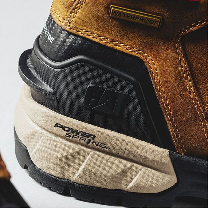 Close-up of shoe heel from the side.