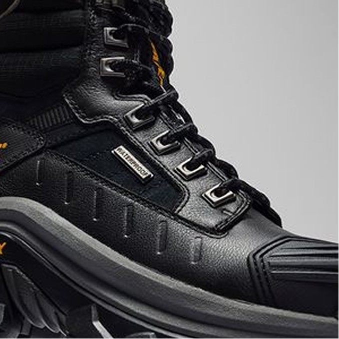 Close-up of shoe from the front.