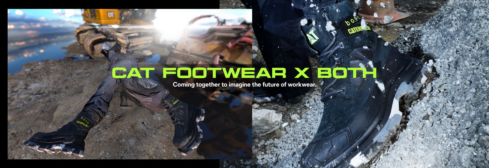 Cat footwear x both. Coming together to imagine the future of workwear.